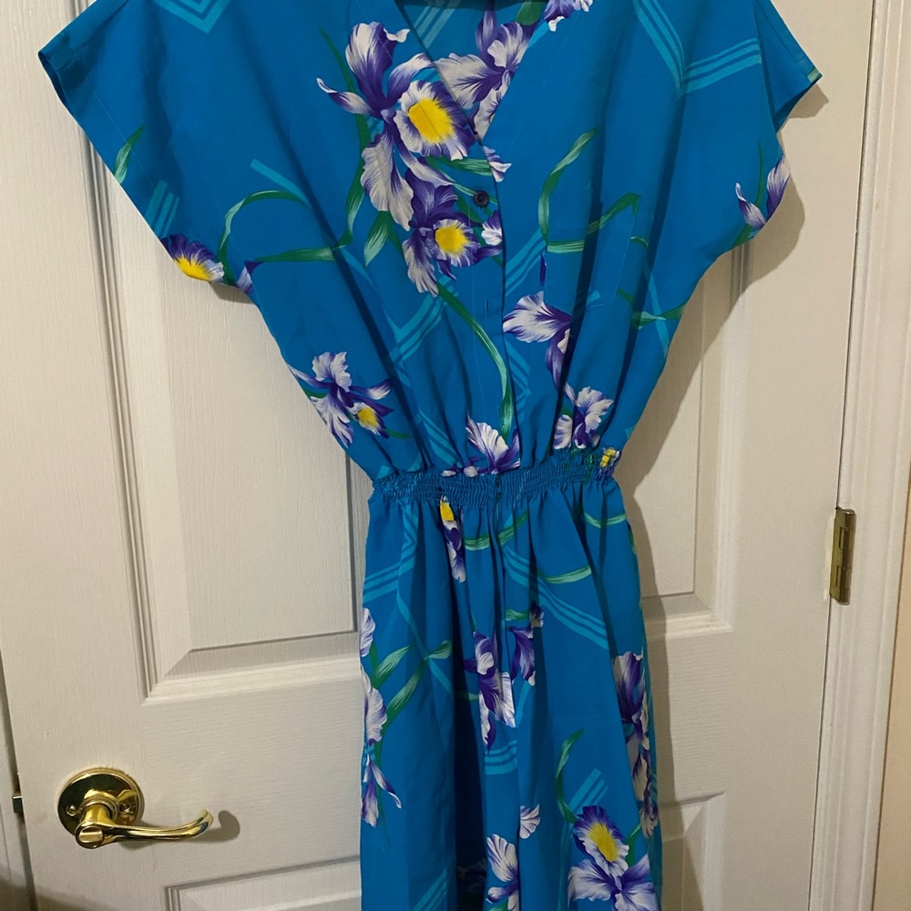Royal Palm Blue Floral Dress